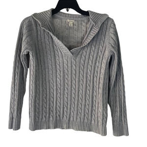 L.L. Bean Women's Size Medium Grey Heavy Cable Knit Sweater